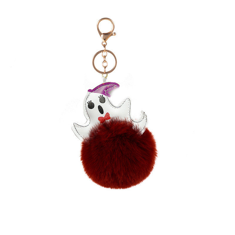 Halloween Ghost Funny Fur Ball Keychain Pendant 38723dc5 b386 4ec0 93c0 7e9e4fe8f01a