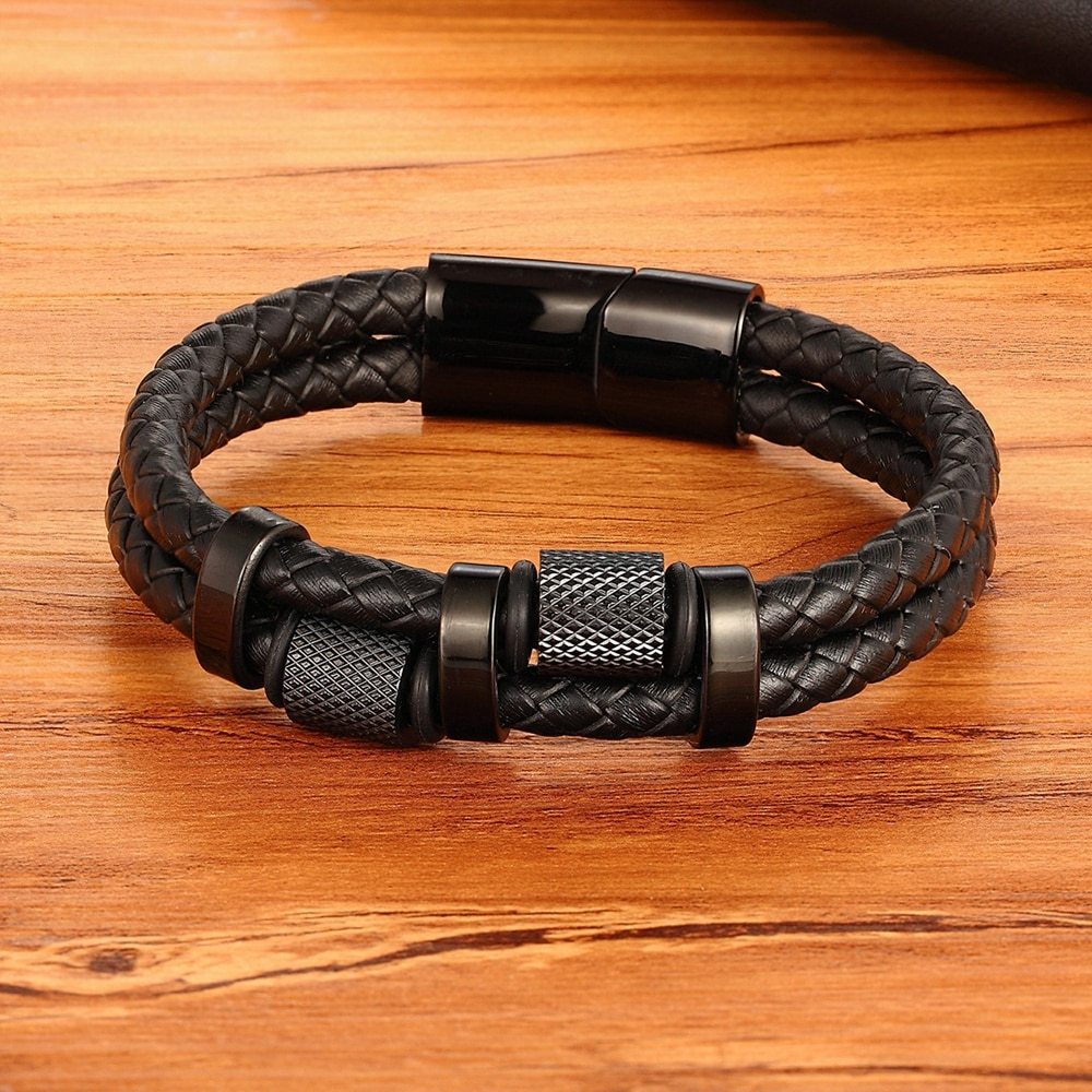 Explosive stainless steel magnet buckle leather bracelet 3876106259610