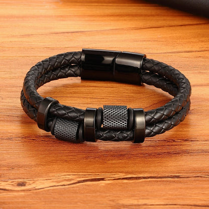 Explosive stainless steel magnet buckle leather bracelet 3876106259610