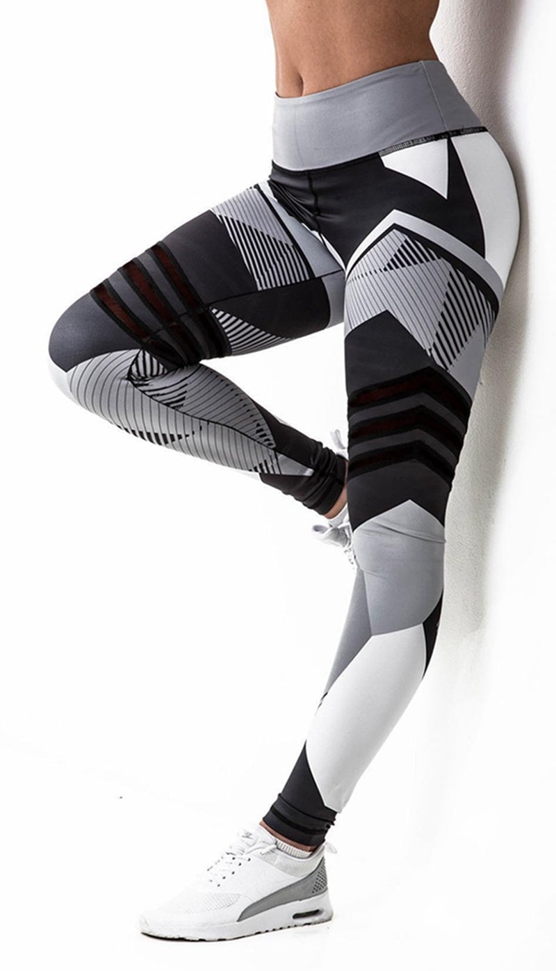 Printed Reflective Sport Yoga Pants Women Fitness Gym Leggings Running Compression Tights Quick Dry Sport Clothes Trousers 38