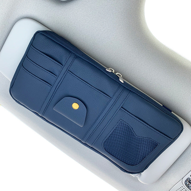 Car Sun Visor Organizer Storage Holder Full Leather Wrap 388209876647