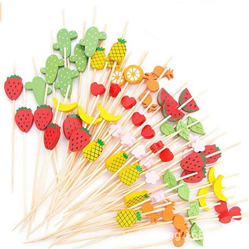 Disposable Christmas Tree Fruit Toothpick Fancy Bamboo String Bamboo Stick Cocktail Art Fruit Fork New 5 Models 389ad2f5 fa31
