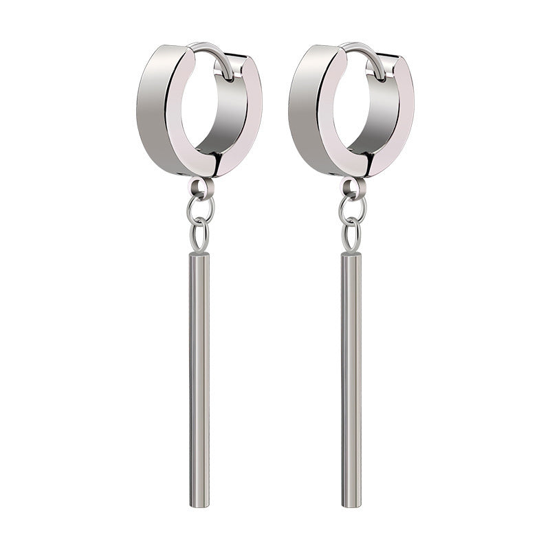 Hip Hop Round Bar Pendant European And American Stainless Steel Earring Ear Clip 38a0b9cf 3e7d 406c ab43 a70c3723b5d7
