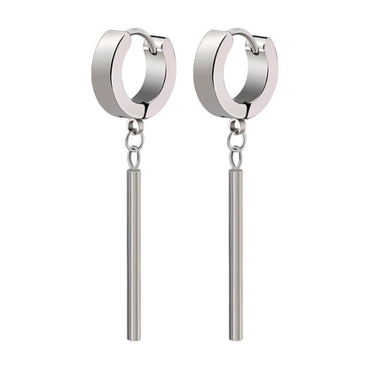 Hip Hop Round Bar Pendant European And American Stainless Steel Earring Ear Clip 38a0b9cf 3e7d 406c ab43 a70c3723b5d7