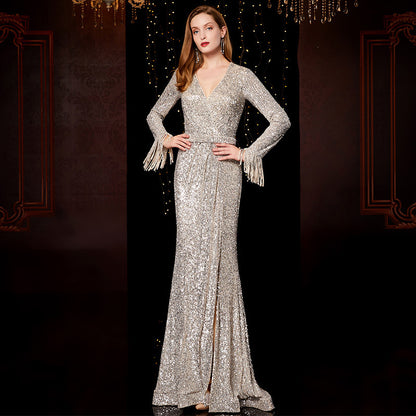 Temperament Banquet Ladies Sequined Annual Meeting Host Long Evening Dress 38c8fc5e 5223 4492 8a98 c2eb5a048938