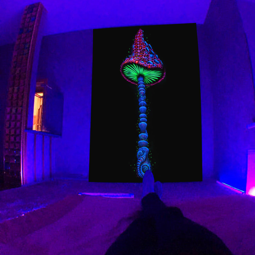 Fluorescent Tapestry UV Fluorescent Tapestry Psychedelic Mushroom Wall Hung Hippie Decorative Room Aesthetics 38d42f8d da2a 4