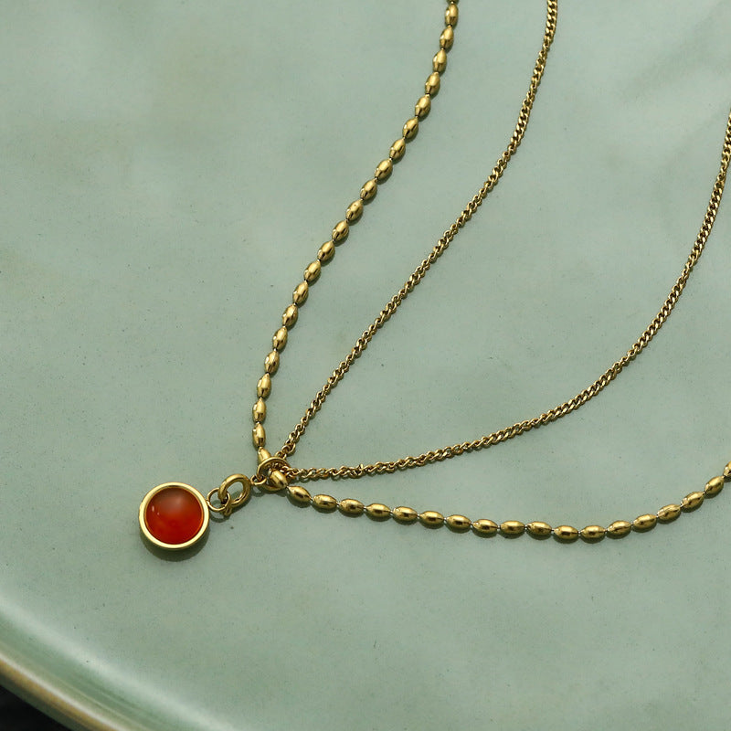 Vintage Rice Beads Double Layer Necklace Natural Stone 38da7674 e2ab 4428 8772 02c0d1a059d5
