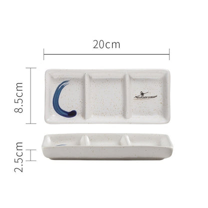 Japanese Three Grid Seasoning Dish With Dipping Material Ceramic Dish 38f218a8 a881 4bd3 8a6d ef6e236dad8a