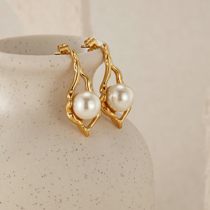 European And American Entry Lux Temperament Earrings Stainless Steel Geometric Pearl 38f99752 2d85 45f1 b3a2 4a0ef69d4ccc