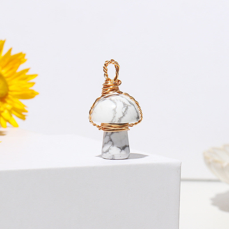 Crystal Agate Semi-Precious Mushroom Braided Pendant 39064674 e886 4361 87d1 e6cd8d8ed48c