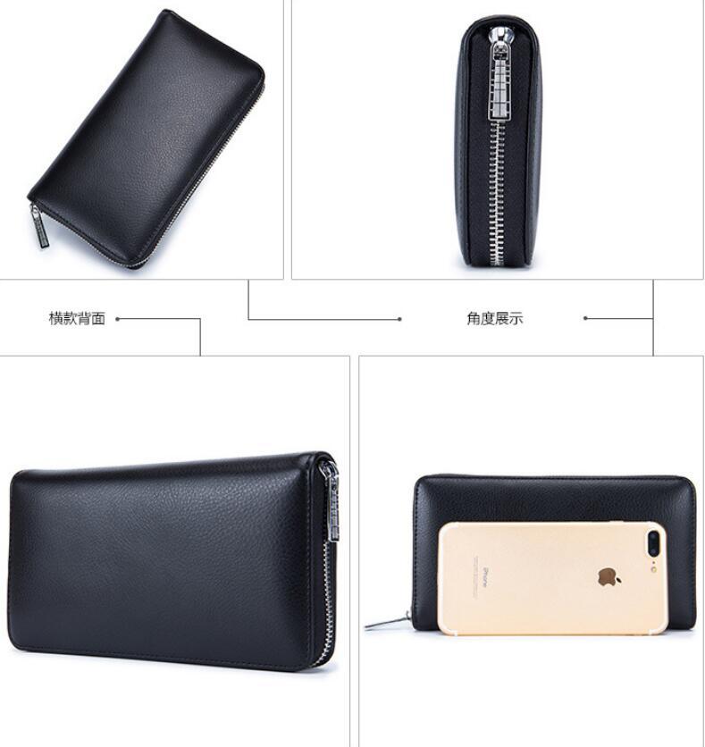 Rfid Many Departments Men Wallet Cow Genuine Leather 36 Slots Card Holder Cell Phone Pocket Male Wallets Clutch Man Long Purs