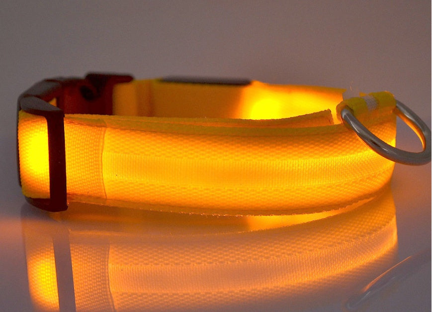 Nylon LED Pet Dog Luminous Collar Night Safety Flashing Glow in Dark Dog Cat Leash Adjustable Pet Supplies 3922876238320