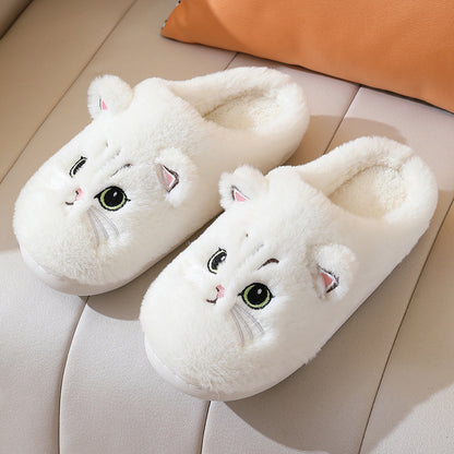 Cute Cat Plush Slippers Winter Warm Floor Bedroom Home Slippers For Couple Non-slip House Shoes Women Men 393d1f9d 66c6 4612 