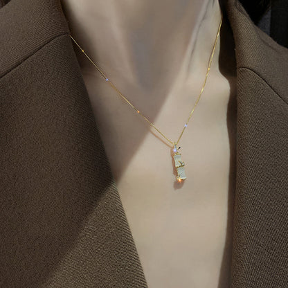 Design Sense Bamboo Pendant Titanium Steel Necklace 3974251523067