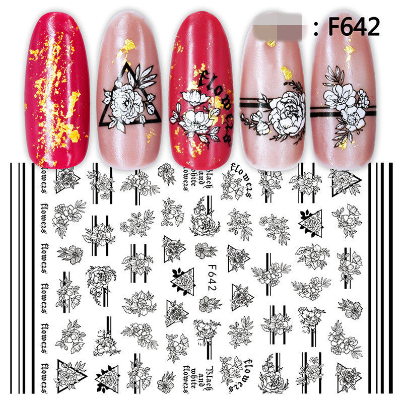 1pc Flowers Rose Red Black Sliders Adhesive Decoration Nail Art Stickers Russian Design 3D Adhesive Slider Decals - HD Wireless Product #2