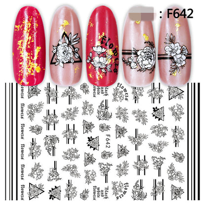 1pc Flowers Rose Red Black Sliders Adhesive Decoration Nail Art Stickers Russian Design 3D Adhesive Slider Decals - HD Wireless Product #2