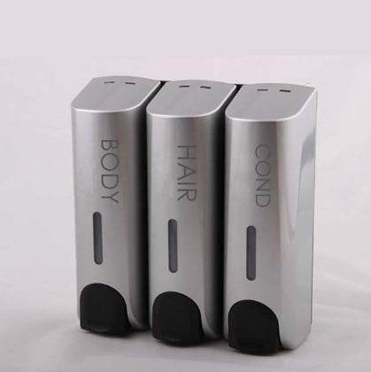 Plastic Wall Mount Soap Dispenser  Black Bathroom Shower Shampoo Liquid Dispenser Set Hotel Mall Kitchen Soap Bottle 350ml 39