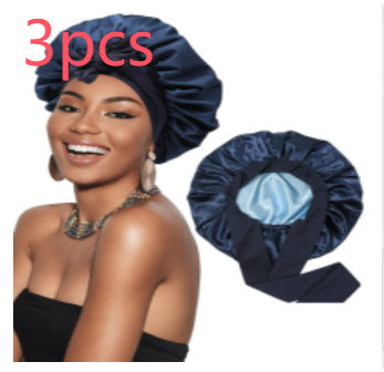 Double-layer Satin Ribbon Round Cap Bow Artificial Silk Beauty Hair Care Wide-brimmed Hat 399699be eb77 4807 8bac a31de1da956