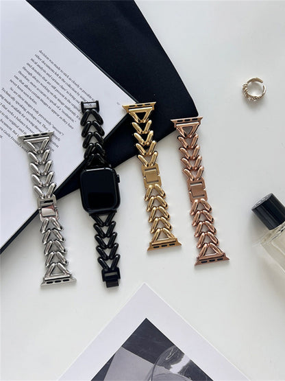 Suitable For Applewatch1 To 8  Single Row V Chain Denim Chain Metal Watch Band 399b7da0 b521 45cc a2e2 cf69b56c48b0