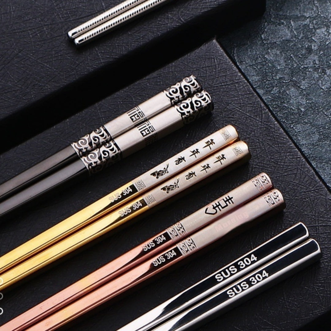 304 Stainless Steel Chopsticks Sets Square Non-slip Household Chopsticks - HD Wireless Product #1