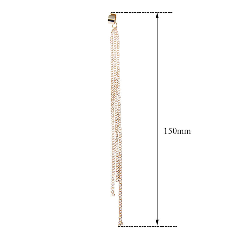 Fashionable Temperament  Alloy Chain Clause Long Ear Clip Earrings Ladies 39a38563 66f9 461b 99f3 ff70b35715de