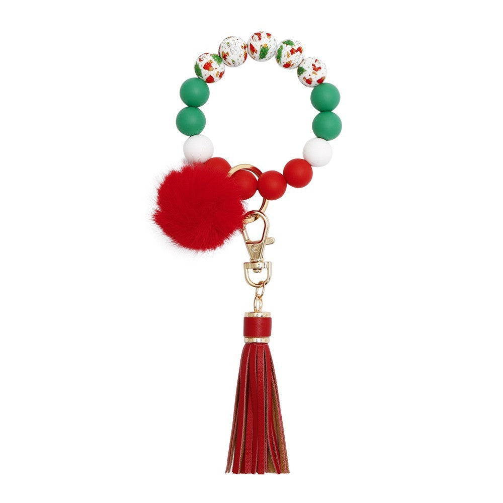 Silicone Wrist Keychain Handmade Beaded Leather Tassel Bracelet 39ab9f7d d5df 434e b802 884dc25a9a78
