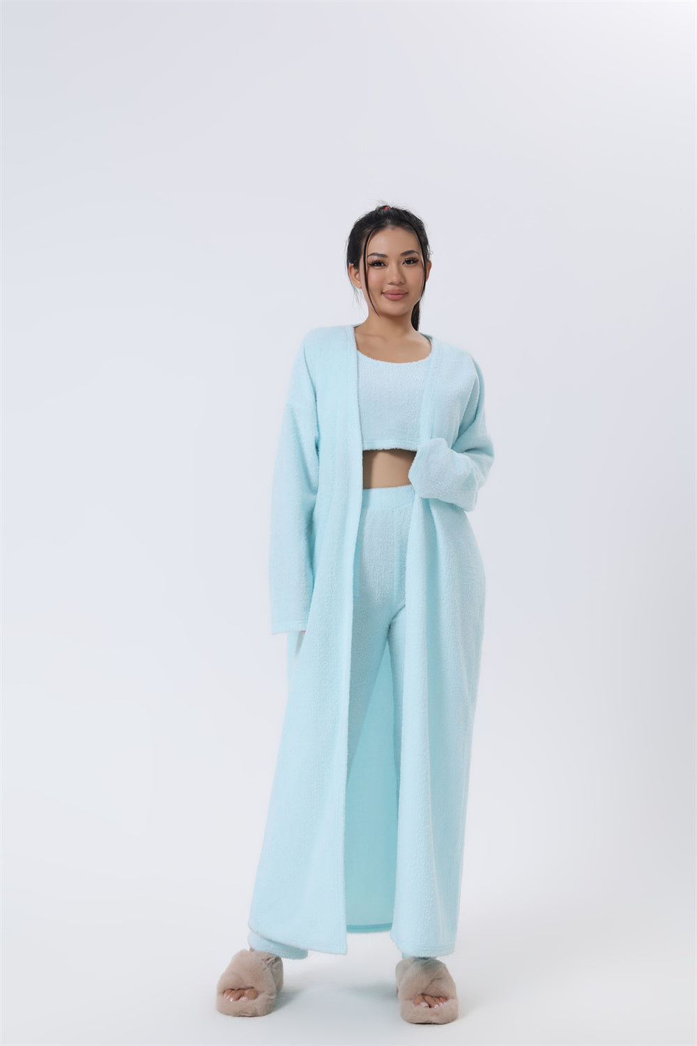 Cozy Pajama Set, 3 Piece Lounge Set, Cute Loungewear, Warm Suit Sets, Matching Set, Lounge Set, 3 Piece Pant Sets, Women Wint