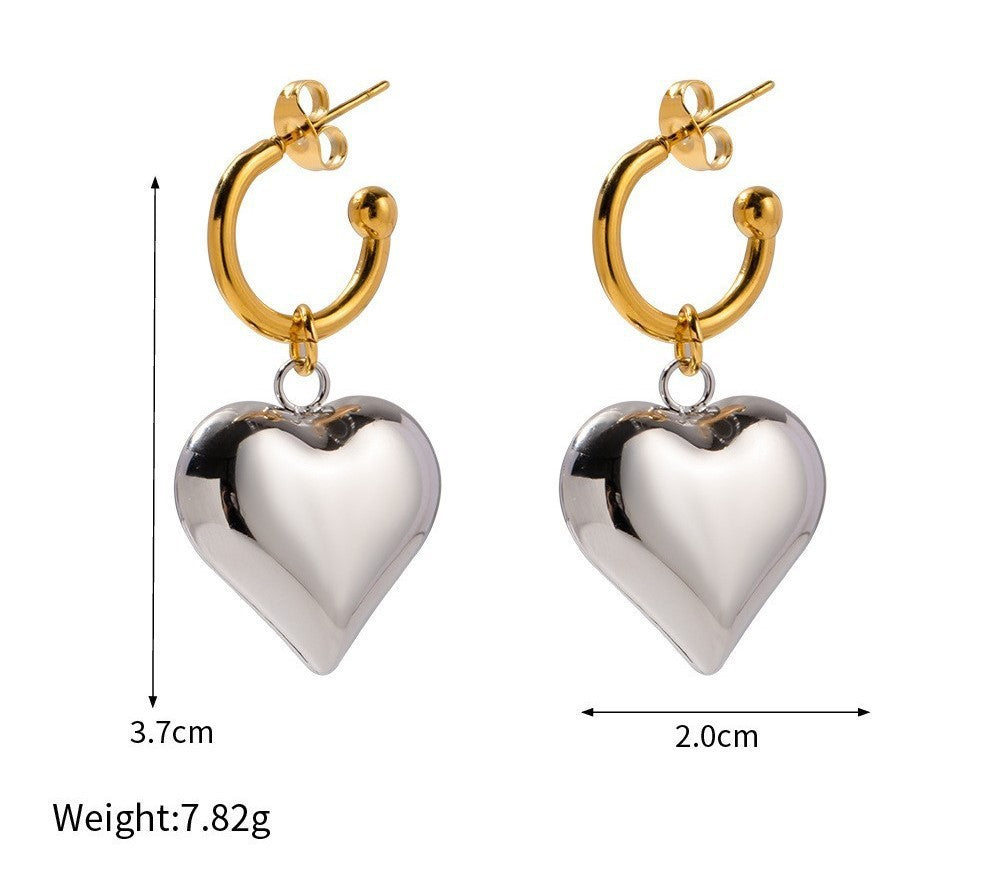 Fashion Elegance Retro French Entry Lux Heart-shaped Stainless Steel Ear Clip 39cb0a83 0353 4530 9df6 7b393b42ed4a