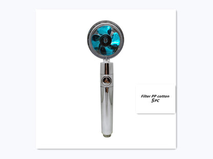 Propeller Driven Shower Head With Stop Button And Cotton Filter Turbocharged High Pressure Handheld Shower Nozzle 39ebf38e 6e