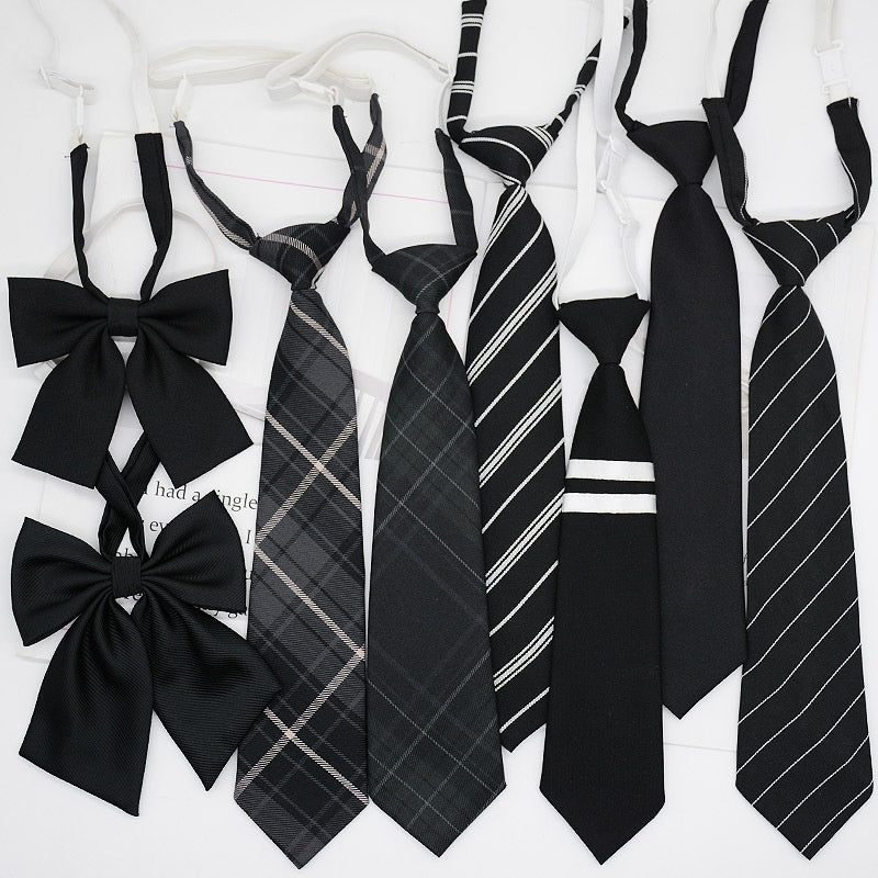 JK Tie Black Gray Plaid Striped Girl Bow 39edb626 c75e 4abc af10 6929a6dd989f trans