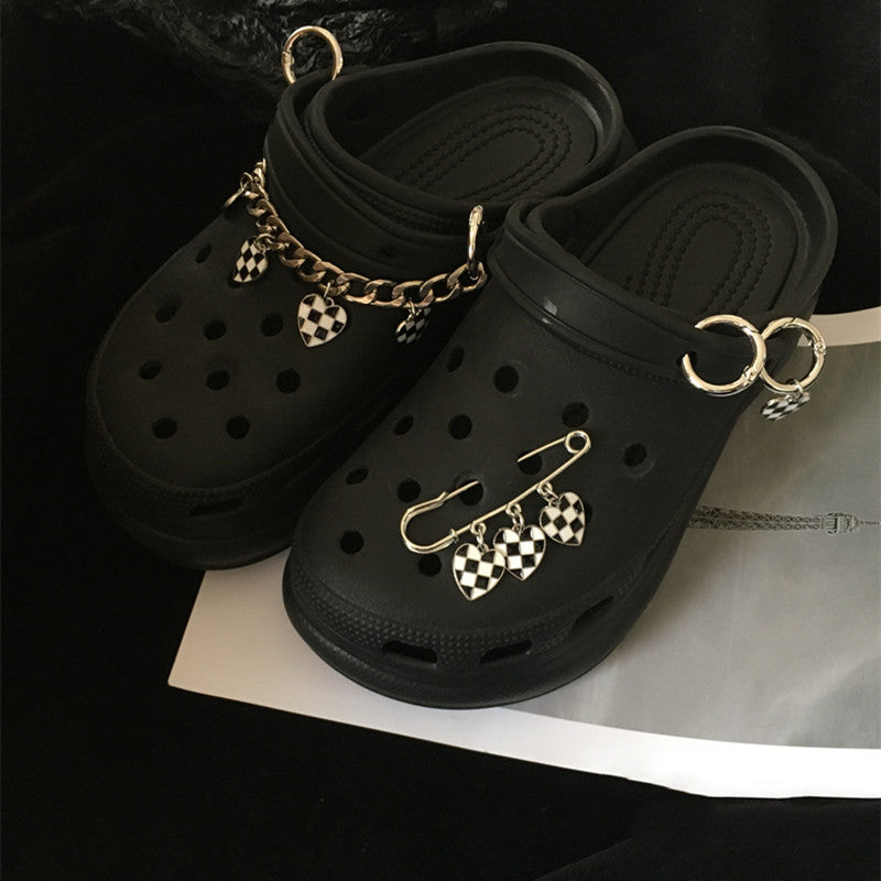 Light Luxury Checkerboard Hole Shoes Accessories Buckle 39efc38e c7fd 48d6 95c6 b647b8c0ea9b