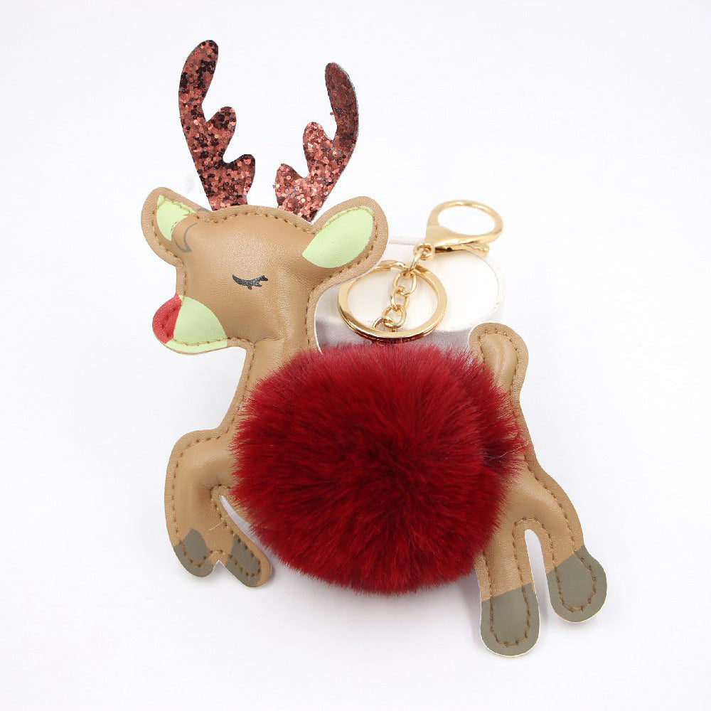 Christmas Deer Pompons Bag Accessories Keychain Pendant 39f448cb b0fb 4039 9934 3874dbd6765e