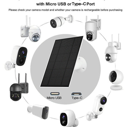3W/6W/10W 5V Solar panel  Charger 360° Adjustable Wall Mount  Micro USB+Type-C Camera whosale - HD Wireless Product #3