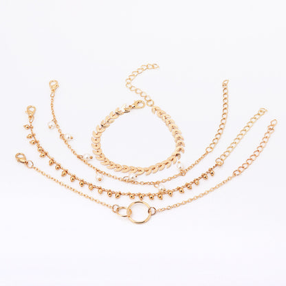 Simple Geometric Circle Wheat Ear Pearl Pendant 4-piece Set Bracelet 3a00db24 4c47 46e8 8aeb f93c7dffe2fc
