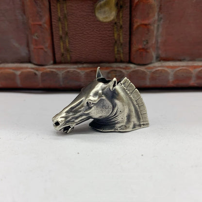 Brass Zodiac Horse Head Pendant White Copper Horse Small Pendant Mongolian Style Personality Parachute Cord Pendant Clothing 