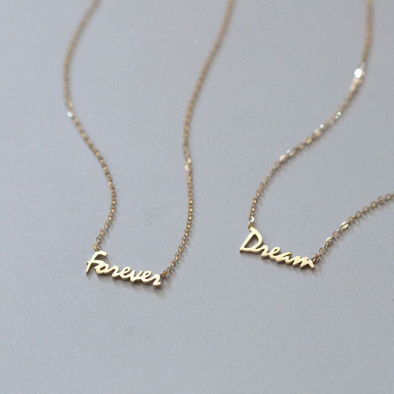 Sterling Silver Plated 14K Gold Necklace Women Forever English 3a2f2461 a9bd 40c7 8877 127a9d1d3c06