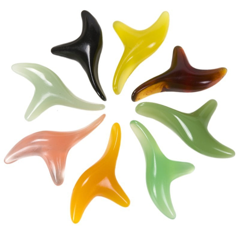 Resin Beeswax Triangle Sparrow Foot Massage Bird-shaped Acupoint Massager Triangle Manual Acupuncture Pen Amber Triple Fork 3