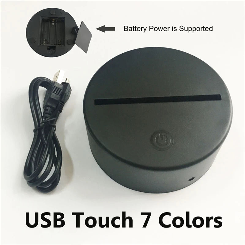 مصباح طاولة كروي ثلاثي الأبعاد مزود بمنفذ USB ليلي، RGB، إبداعي