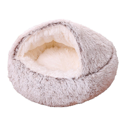 Deep Sleep Half-pack Semi-enclosed Dual-use Plush Round Pet Bed 3a5eaa11 2fa6 4d02 8f05 6134d5c181eb