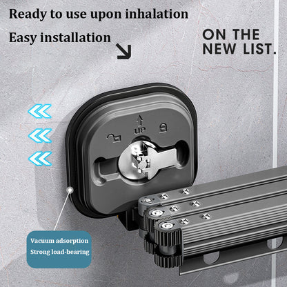 Suction Cup Folding Clothes Hanger Indoor Home Balcony Aluminum Retractable Drying Rack No Punching Folding Clothes Hanger 3a