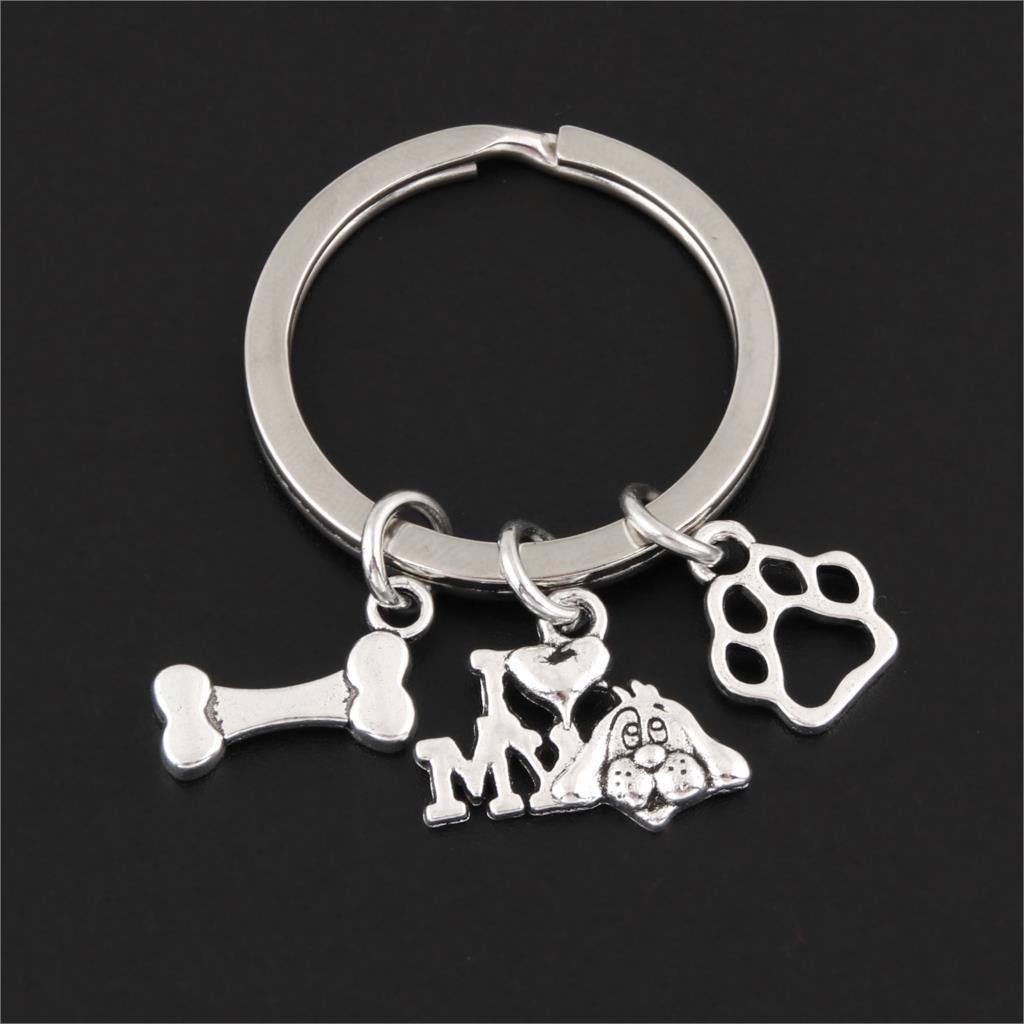 Pet I Love My Dog Bone Paw Keychain 3ac1e7a3 7853 44be 9392 77e9f51688e0