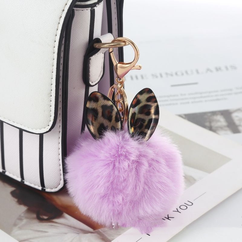 Leopard Print Small Ears Fur Ball Keychain 3ad29b04 4b7e 4b90 8242 a39fc7f43b3d