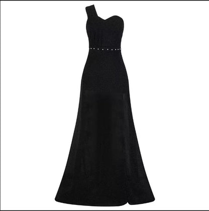 Women's Clothing One-shoulder Sleeveless Bronzing Split Dress 3adc325e 5539 4803 9e9f f43bc949cece