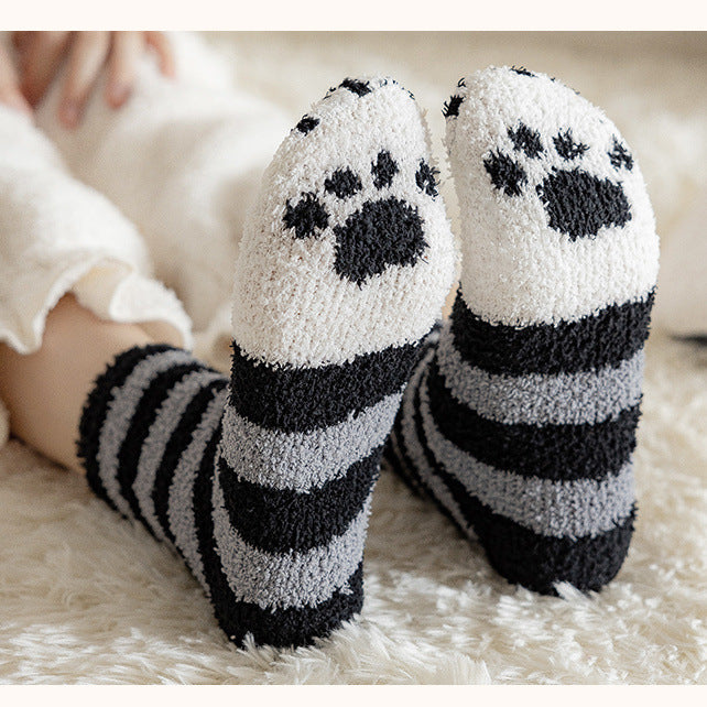 Coral Fleece Socks Women's Mid-calf Length Winter Thickened Fleece Warm Cat's Paw Socks 3ae4edc2 f7af 4f30 830e e86c6c7e5f3c