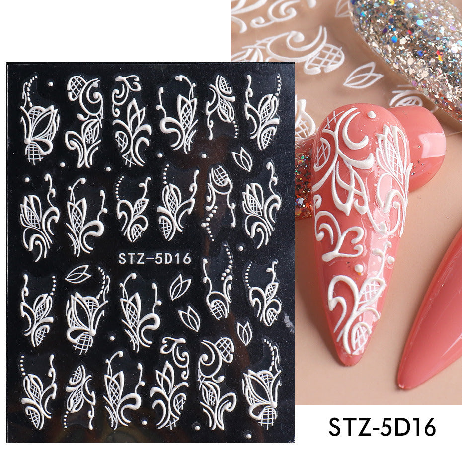 New 5D Stereo Carved Rose Nail Sticker 3af29fbb c36e 45bc 94ae ec2402829cb7