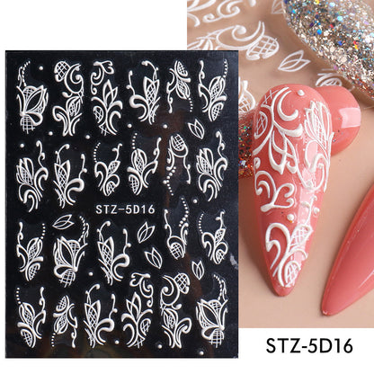 New 5D Stereo Carved Rose Nail Sticker 3af29fbb c36e 45bc 94ae ec2402829cb7