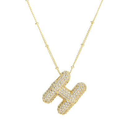 Brass Zircon Bubble Balloon Letter Pendant Necklace For Women 3af2a3e6 a75b 4b30 a1be 542898aa6d64
