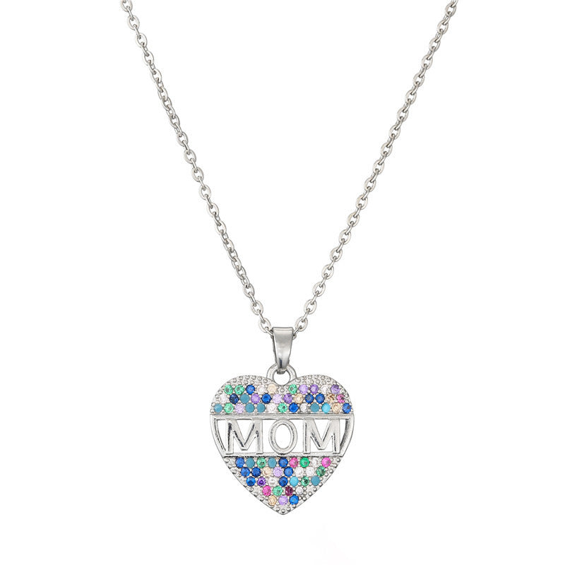 Mothers Day Gift Peach Heart MOM Pendant Necklace Copper 3afac218 9c5f 4f45 8fed a3b468f9d17d