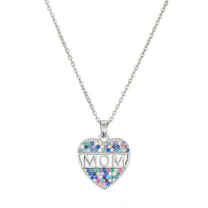 Mothers Day Gift Peach Heart MOM Pendant Necklace Copper 3afac218 9c5f 4f45 8fed a3b468f9d17d