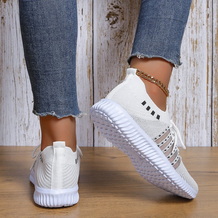 Women's Fashion Casual Flyknit Wedge Lace-up Mesh Shoes 3b0e2505 e288 4ad5 8888 113e079c6e20